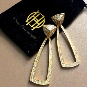 House of Harlow 1960 gold/crystal knocker earrings